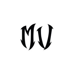 MV monogram logo design letter text name symbol monochrome logotype alphabet character simple logo
