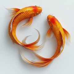 Fototapeta premium Circular Swimming Pattern Golden Koi Fish 3D Render