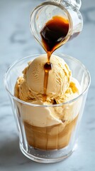Indulgent affogato dessert coffee shop food elegant setting close-up view gourmet experience