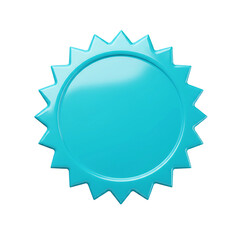 Glossy 3D Teal Starburst Icon On Transparent Background
