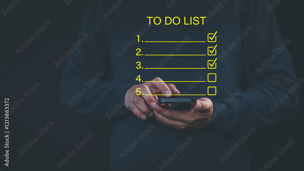Fototapete Person holding a smartphone with a virtual screen 