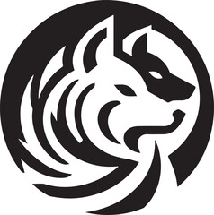 simple wolf logo on black and white background