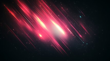 Abstract Red Light Streaks Across Dark Space