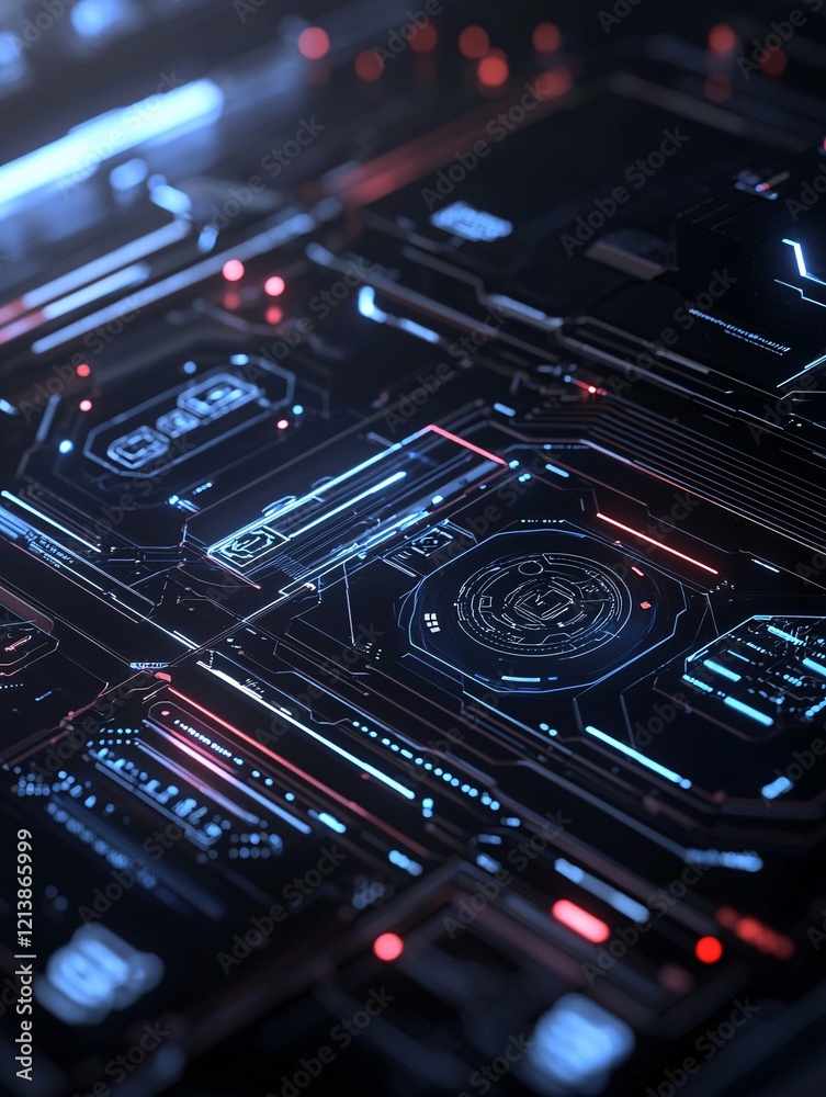 Poster information records analysis, data visualization panels, advanced algorithm design, sci-fi control r