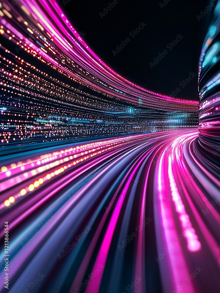 Poster information records processing, dynamic system flow, glowing streams of data, synchronized ai themes