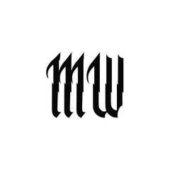 MW monogram logo design letter text name symbol monochrome logotype alphabet character simple logo