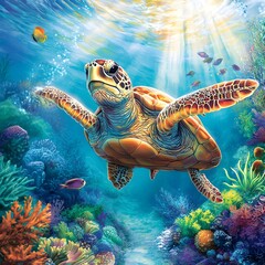 turtle swimming in the sea