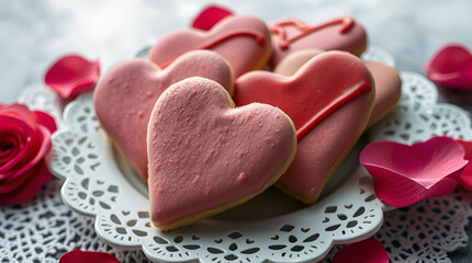 Obraz premium heart shaped cookies on a plate