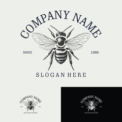 Bee Logo Design Vintage Luxury Company