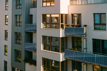 efficient solar energy panels on apartment © AlexGo