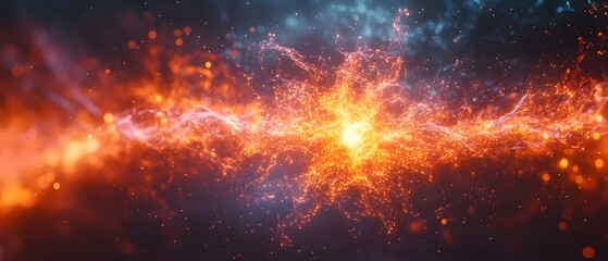 Naklejka premium Mesmerizing Cosmic Explosion of Fiery Cosmic Energy Erupting in Vibrant Celestial Blaze