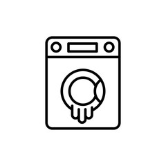 Washing machine repair outline icons, minimalist vector illustration ,simple transparent graphic element .Isolated on white background