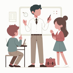 Teacher Explaining Lesson to Students in a Classroom