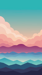Fototapeta premium Realistic vertical quiet backgrounds of Minimal waves and a pastel horizon