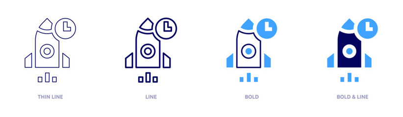 Startup resources icon in 4 different styles. Thin Line, Line, Bold, and Bold Line. Duotone style. Editable stroke