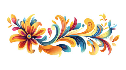 Obraz premium A stylized colorful floral arrangement with swirling patterns and vibrant hues creating a decorative design element.