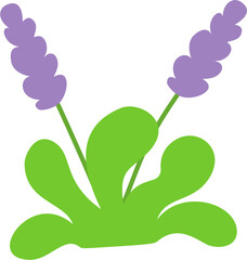 purple flower with bush illustration