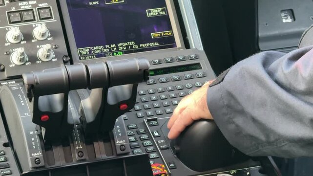 Almaty, Kazakhstan - 01.16.2025 : The flight control panel in the Airbus A400M aircraft.