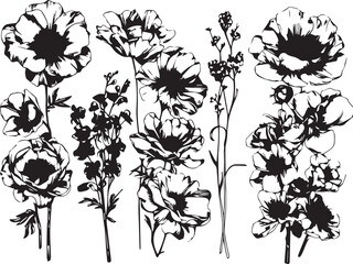 Set flowers. Hand drawn vector illustration