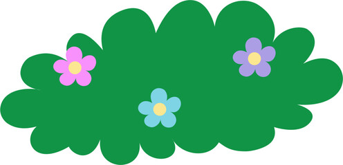 Cute Bush With Flower Illustration