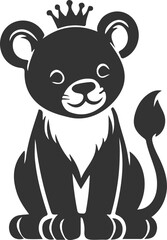 A lion kid with a crown head sitting on