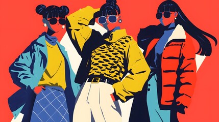 High-fashion banner with bold color schemes and wide-angle layout for fashion marketing