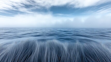 Fototapeta premium Serene Ocean Scene With Abstract Grassy Undertow