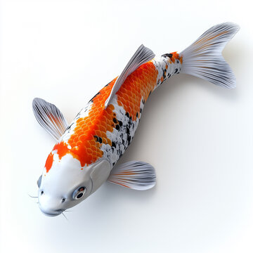 Taisho Sanke (Sanke) koi fish with oren white red blaack color on isolated background 