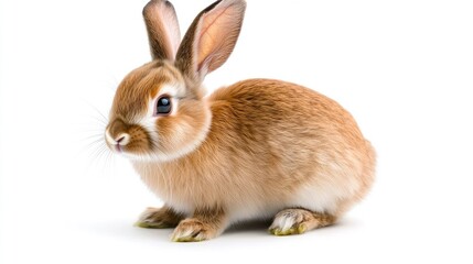 Obraz premium Playful brown rabbit studio setting animal portrait bright environment close-up view nature concept