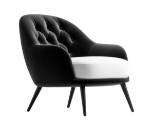 Stylish black and white modern armchair design.
