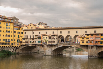 Ponte Vecchio Bridge and Arno River, Florence, Italy.