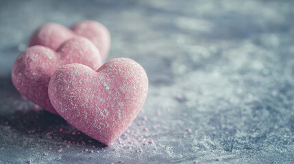 Fototapeta premium Soft pink hearts on background with color gradient for love-themed design: Valentine's Day 