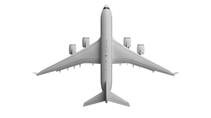 Aerial view of a large commercial airplane.