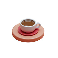 Stylized coffee cup on vibrant plate, modern minimalism