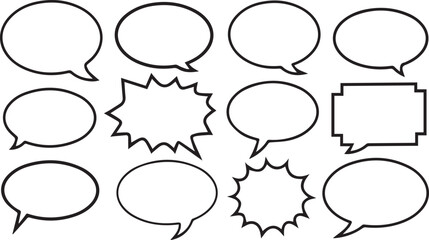 Fototapeta premium Bubble comic The retro comic speech bubbles collection with black halftone shadows showcased a vintage pop art design. Perfect vector set for isolated text and creative projects on a white background 