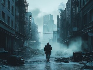 Obraz premium Post-Apocalyptic City Alley