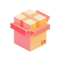 Fototapeta premium Stylized packing box with vibrant colors, modern packaging concept