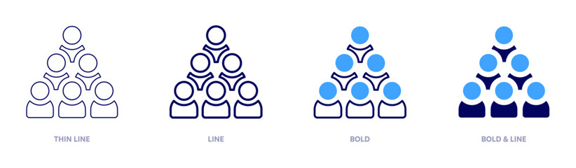 People icon in 4 different styles. Thin Line, Line, Bold, and Bold Line. Duotone style. Editable stroke