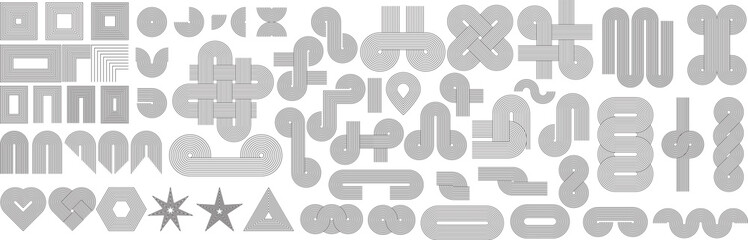 Geometric zen arch shapes. Mid century elements set. Modern boho aesthetic. Vector illustration