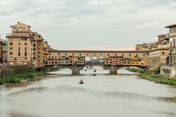 Fototapeta premium Ponte Vecchio Bridge and Arno River, Florence, Italy.