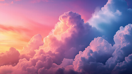 Colorful sunset clouds with vibrant pastel sky illustration