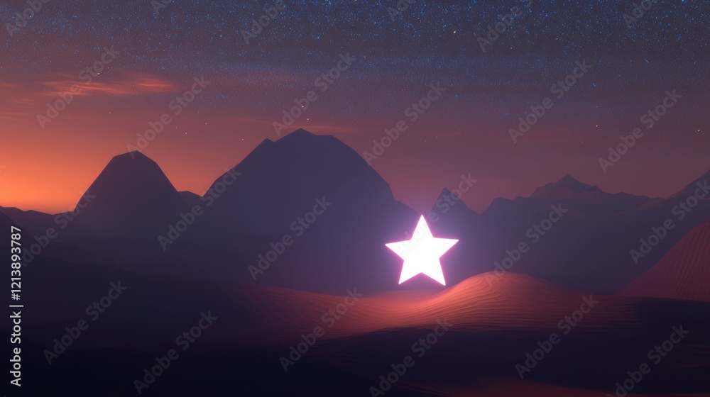 Canvas Prints a star is lit up in the middle of a desert