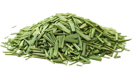 Fototapeta premium Freshly cut lemongrass herb pile on white background