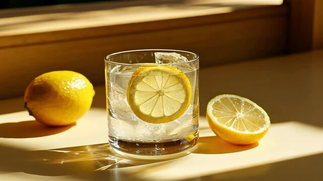 gin tonic in an ice-filled glass