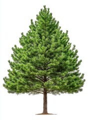 Lush Green Coniferous Tree Isolated on White Background Ideal for Nature Designs and Compositions