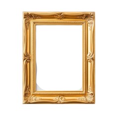 Elegant gold frame with ornate baroque design, featuring a isolated on a transparent background, perfect for showcasing artwork or photographs