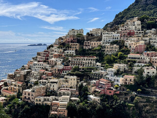 Fototapeta premium View over Positano town and beach in Amalfi coast in Italy.