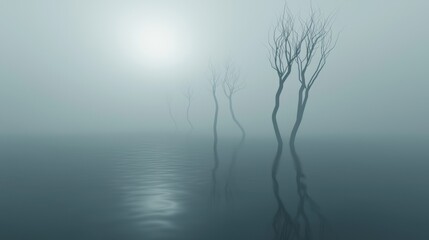 Obraz premium A foggy, misty day with a sun in the sky