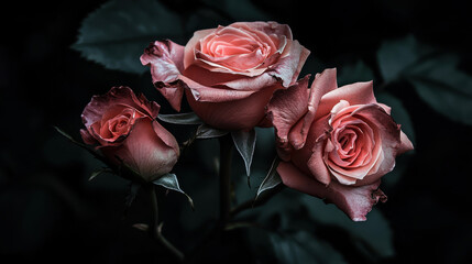 Stunning pink roses bouquet in high-definition 8K stock image