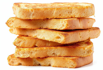 Stack of toast bread isolated on transparent or white background